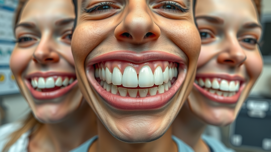 teeth showing crowding, gaps, and overbite; orthodontic problems in Georgetown SC; dental office background