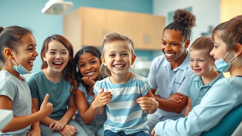 Myrtle Beach children and orthodontists at a dental clinic discussing overbite underbite crossbite treatment options