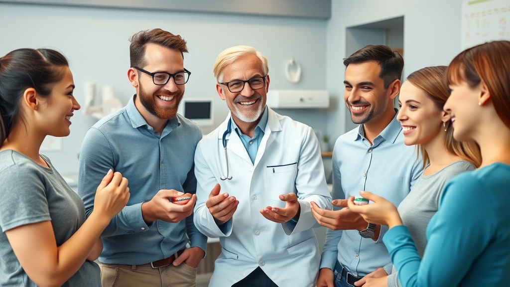 Orthodontist in Myrtle Beach presenting metal braces and clear aligners to patients