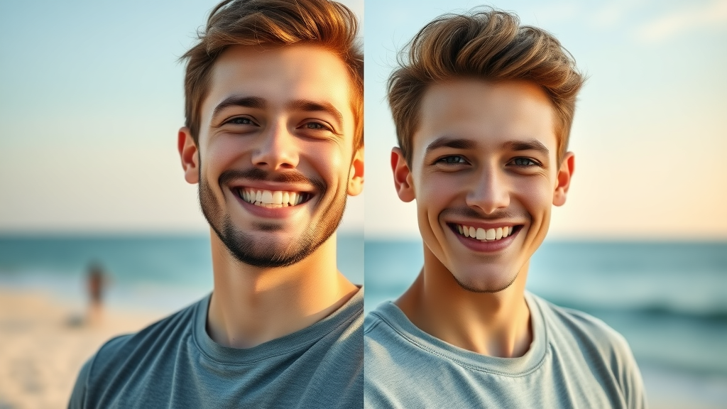 Confident Myrtle Beach resident showing before and after results of underbite treatment