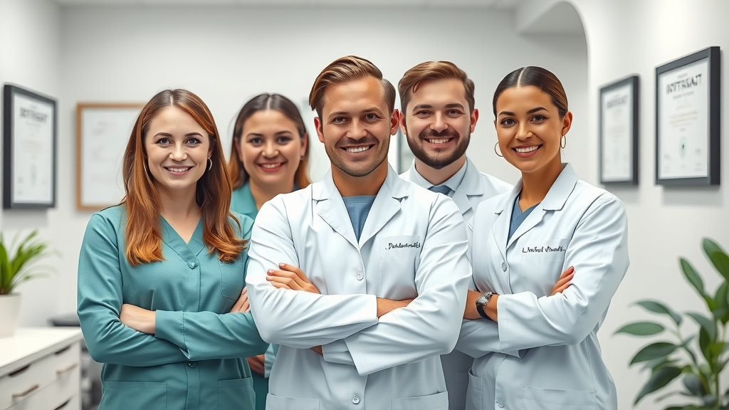 myrtle beach ortho, beach ortho, coastal palm orthodontics professional team portrait dental office