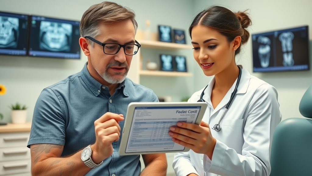 Professional orthodontist consulting with adult patient over cost estimate in Murrells Inlet SC