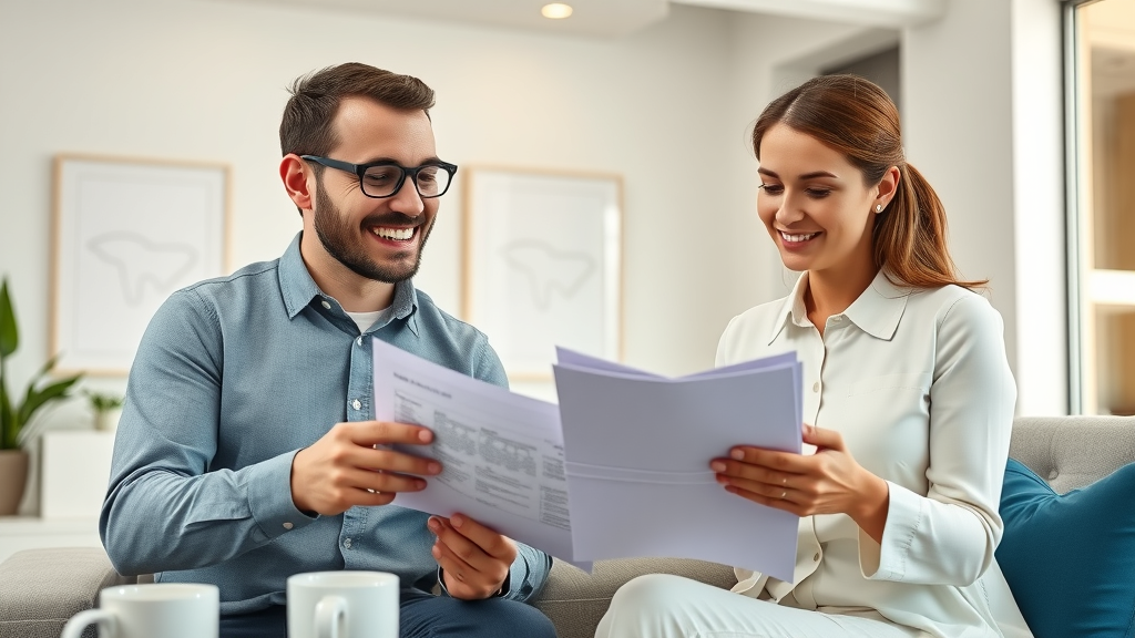 Friendly insurance agent helping adult patient review dental insurance plans for braces cost in South Carolina