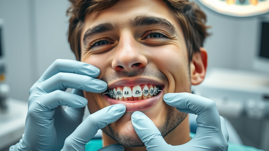 Expert orthodontist fitting adult braces and explaining placement and maintenance costs in Murrells Inlet SC