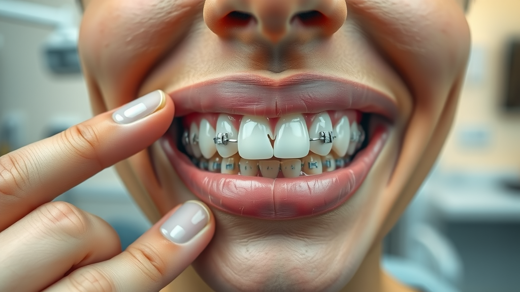 Close-up of broken braces bracket needing orthodontic care in Pawleys Island SC