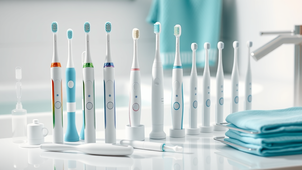 Orthodontic brushing tools for braces cleaning in North Myrtle Beach SC on a white bathroom countertop with teal accent