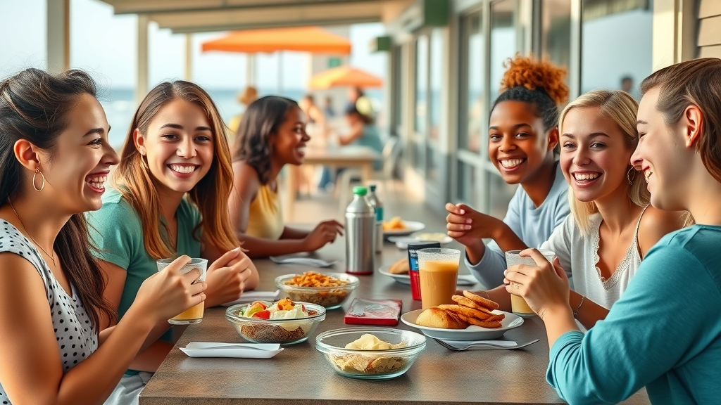 Lunch tray with soup, yogurt, banana slices, and steamed carrots for a gentle braces meal in Grand Strand.